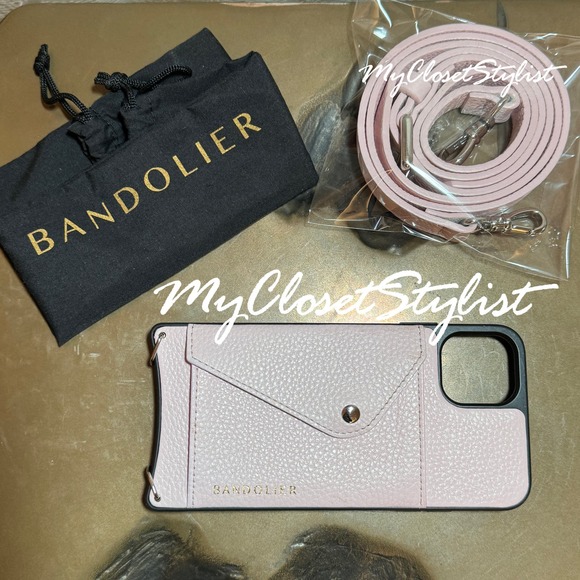 BANDOLIER 11 Pro Max Hailey Crossbody Strap Wallet Case NEW SET! Pink Leather